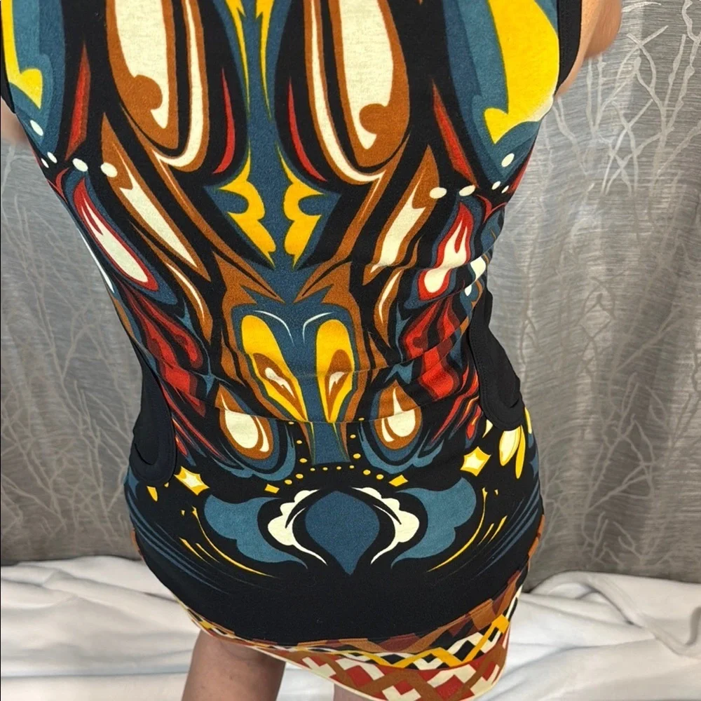 Animated Closet Sleeveless Graphic Bodycon Hoodie Dress Size M – Multicolor Art